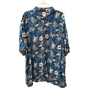 Disney Mickey Minnie Donald Goofy Blue Tropical Aloha Hawaii Shirt Mens 2XL